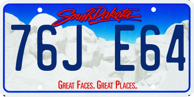 SD license plate 76JE64