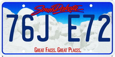 SD license plate 76JE72