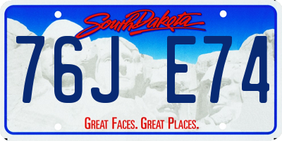 SD license plate 76JE74