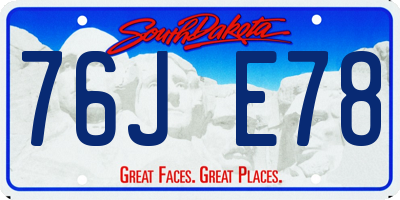 SD license plate 76JE78