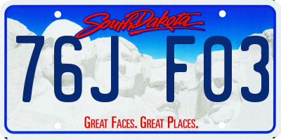 SD license plate 76JF03