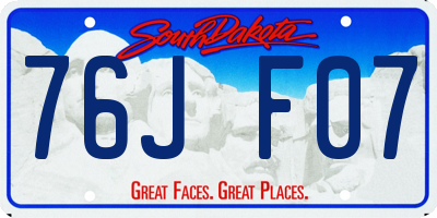 SD license plate 76JF07