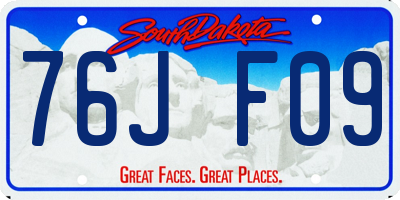 SD license plate 76JF09