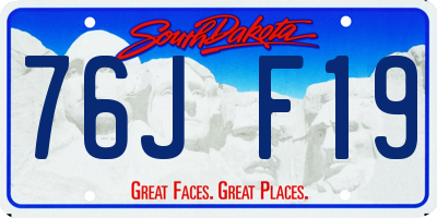 SD license plate 76JF19