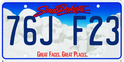 SD license plate 76JF23