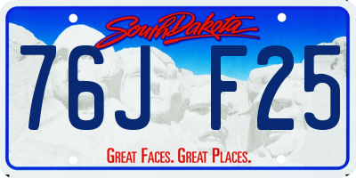 SD license plate 76JF25