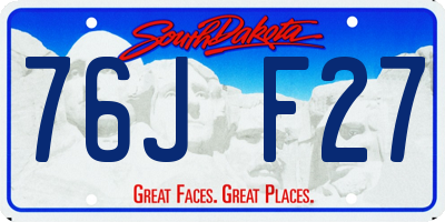 SD license plate 76JF27