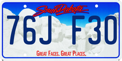 SD license plate 76JF30