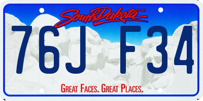 SD license plate 76JF34
