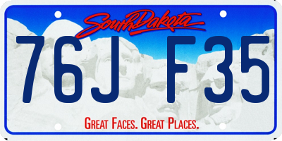 SD license plate 76JF35