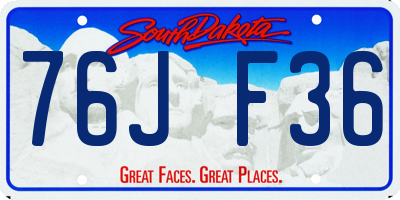 SD license plate 76JF36