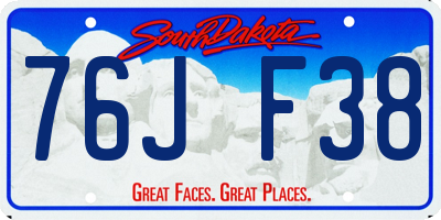 SD license plate 76JF38