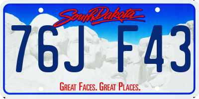 SD license plate 76JF43