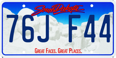 SD license plate 76JF44