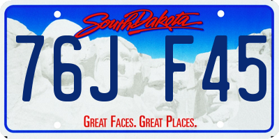 SD license plate 76JF45