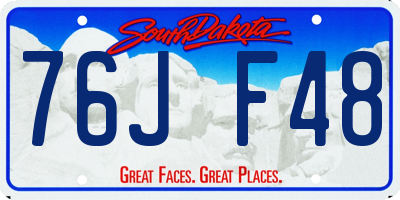 SD license plate 76JF48