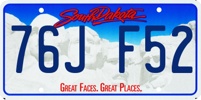 SD license plate 76JF52
