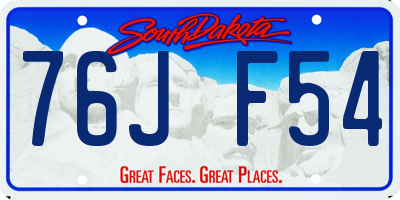 SD license plate 76JF54