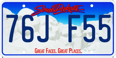 SD license plate 76JF55