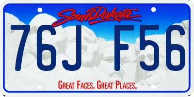 SD license plate 76JF56