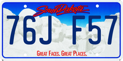 SD license plate 76JF57