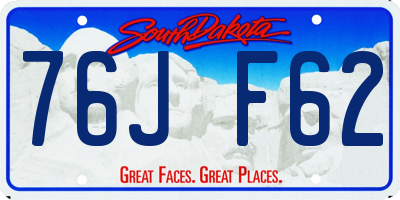 SD license plate 76JF62