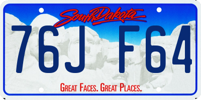 SD license plate 76JF64