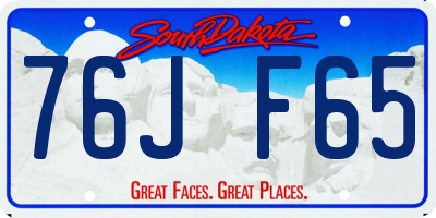 SD license plate 76JF65