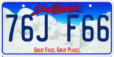 SD license plate 76JF66