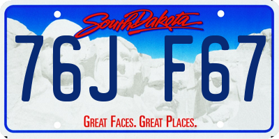 SD license plate 76JF67
