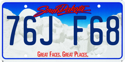 SD license plate 76JF68