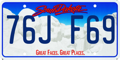 SD license plate 76JF69