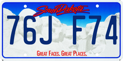 SD license plate 76JF74
