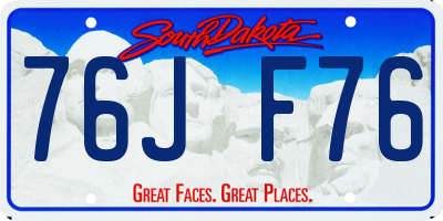 SD license plate 76JF76