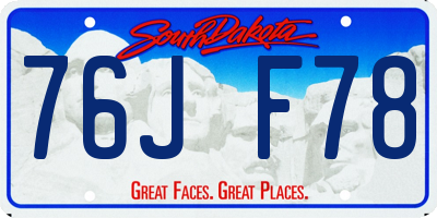 SD license plate 76JF78