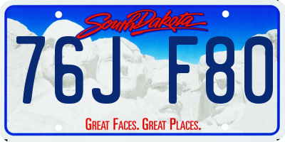 SD license plate 76JF80