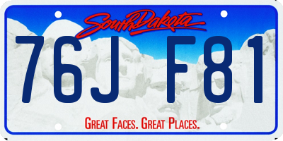 SD license plate 76JF81