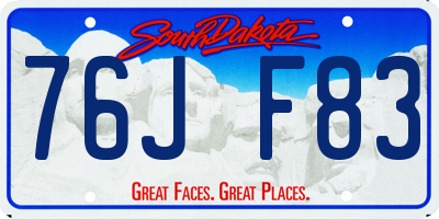 SD license plate 76JF83