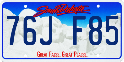 SD license plate 76JF85