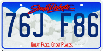 SD license plate 76JF86