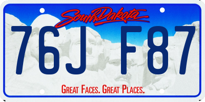 SD license plate 76JF87