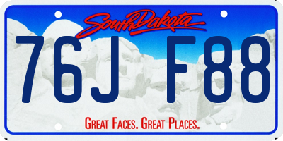 SD license plate 76JF88