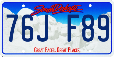 SD license plate 76JF89