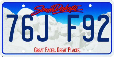 SD license plate 76JF92