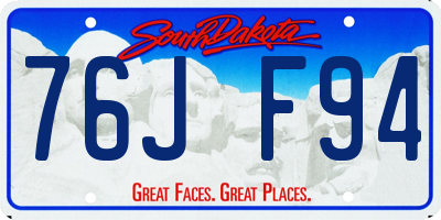 SD license plate 76JF94