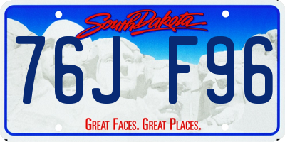 SD license plate 76JF96