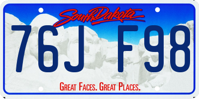 SD license plate 76JF98