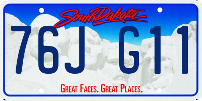 SD license plate 76JG11