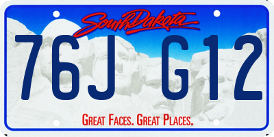 SD license plate 76JG12