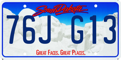 SD license plate 76JG13